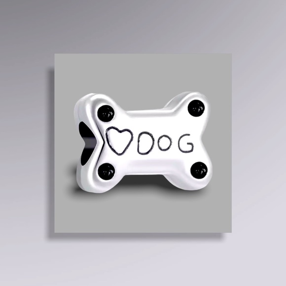 New Silver Dog Bone Pandora Type Charm For Bracelets - Picture 1 of 4